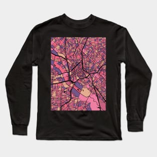 Dallas Map Pattern in Purple & Pink Long Sleeve T-Shirt